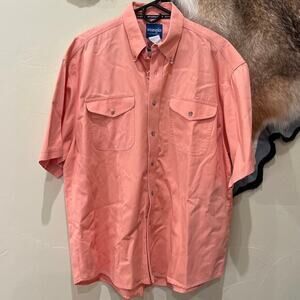 90s Vintage Wrangler XL*‎ Orange Short Sleeve Brushpopper Shirt Cowboy Western